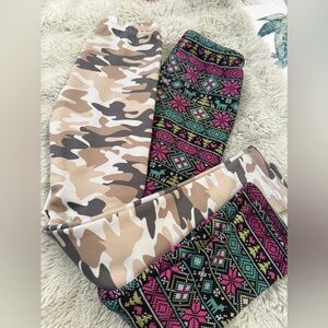 Warm Colorful Patterned fleece lined Leggings